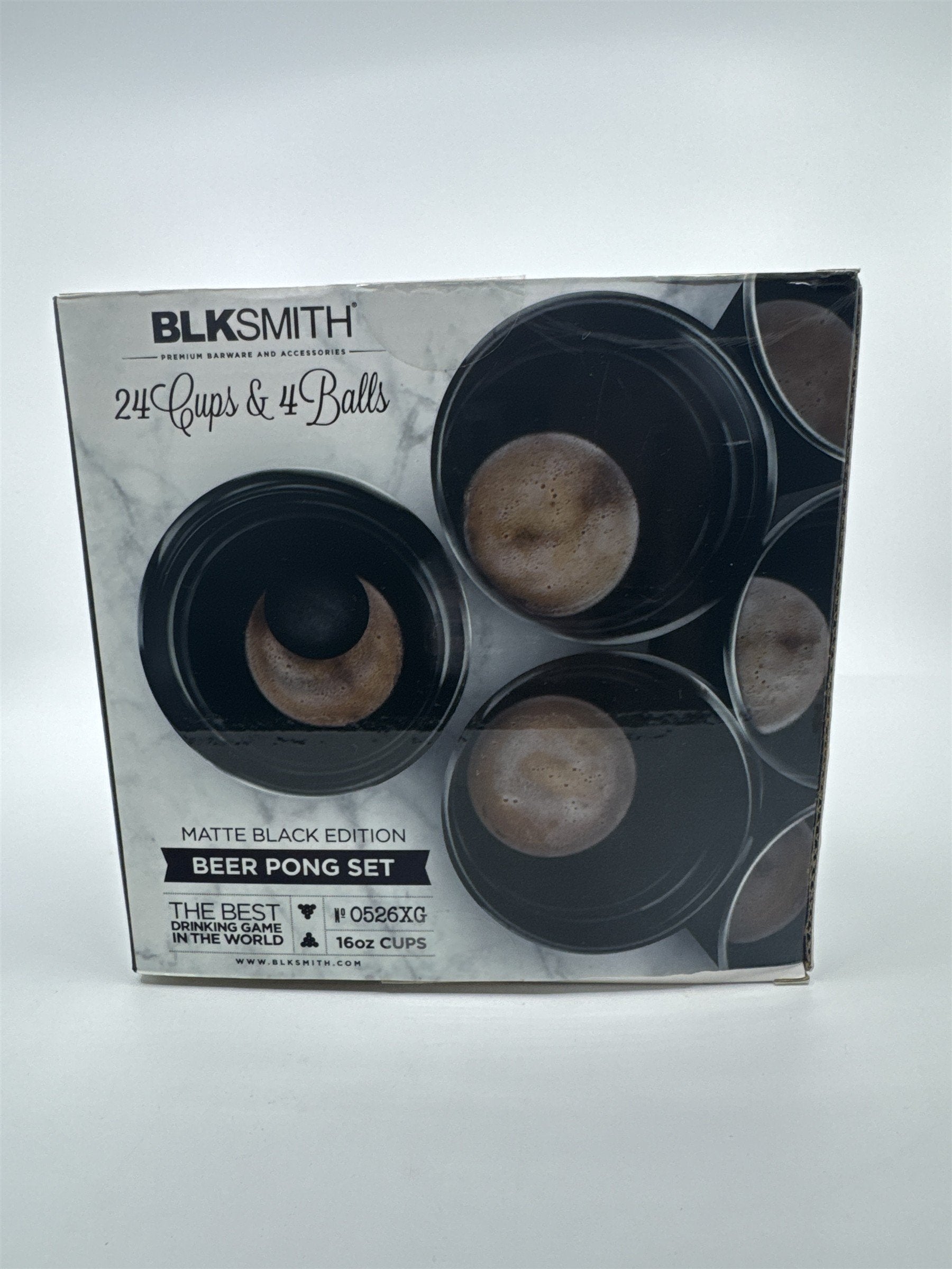 BLKSMITH Beer Pong Matte Black Edition 24 16 Oz Cups and 4 Balls New