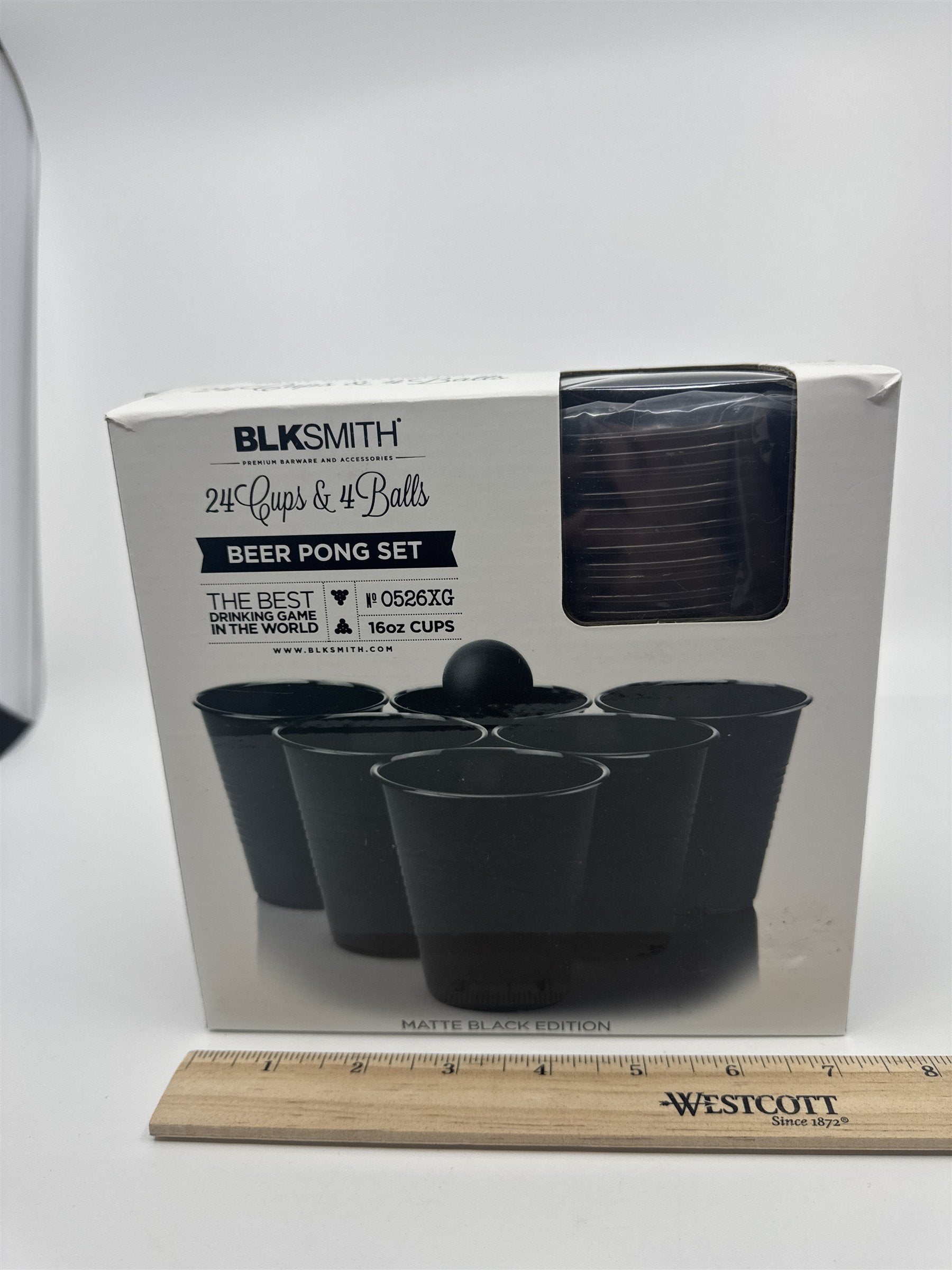 BLKSMITH Beer Pong Matte Black Edition 24 16 Oz Cups and 4 Balls New