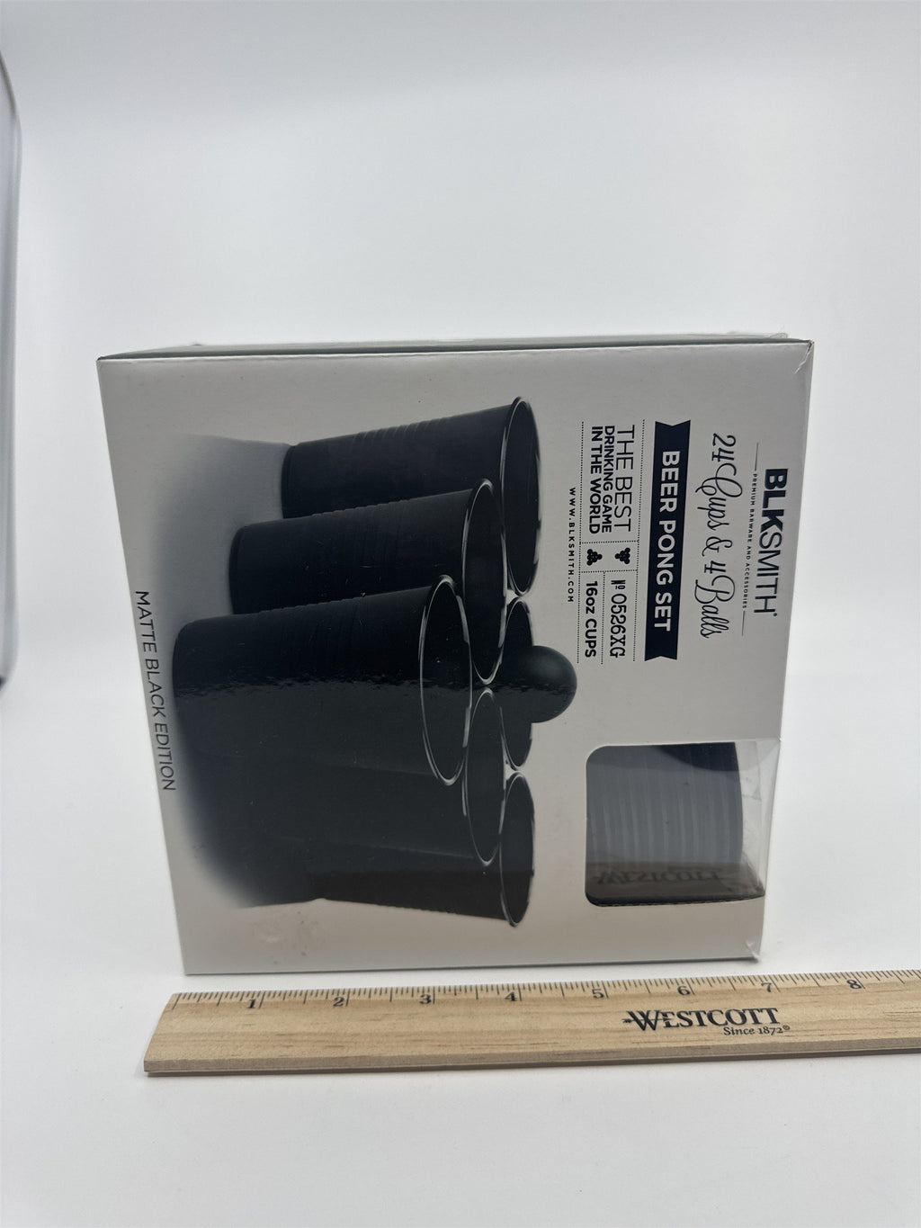 BLKSMITH Beer Pong Matte Black Edition 24 16 Oz Cups and 4 Balls New