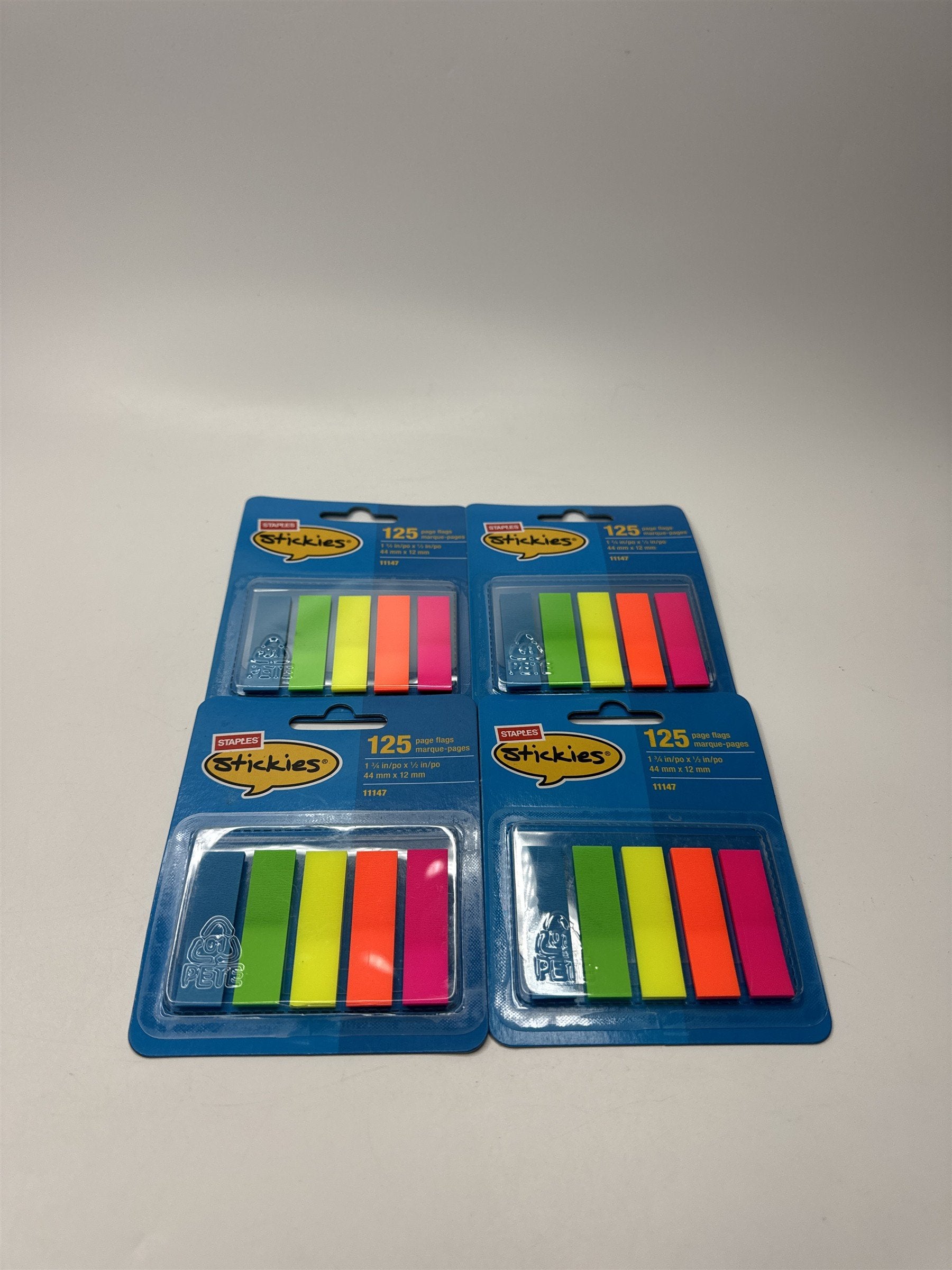 Lot of 4 Packs of Staples Stickies Page Flags Multi-Color 1/2" Wide 125/Pack