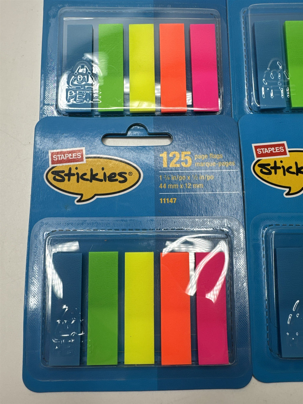 Lot of 4 Packs of Staples Stickies Page Flags Multi-Color 1/2" Wide 125/Pack