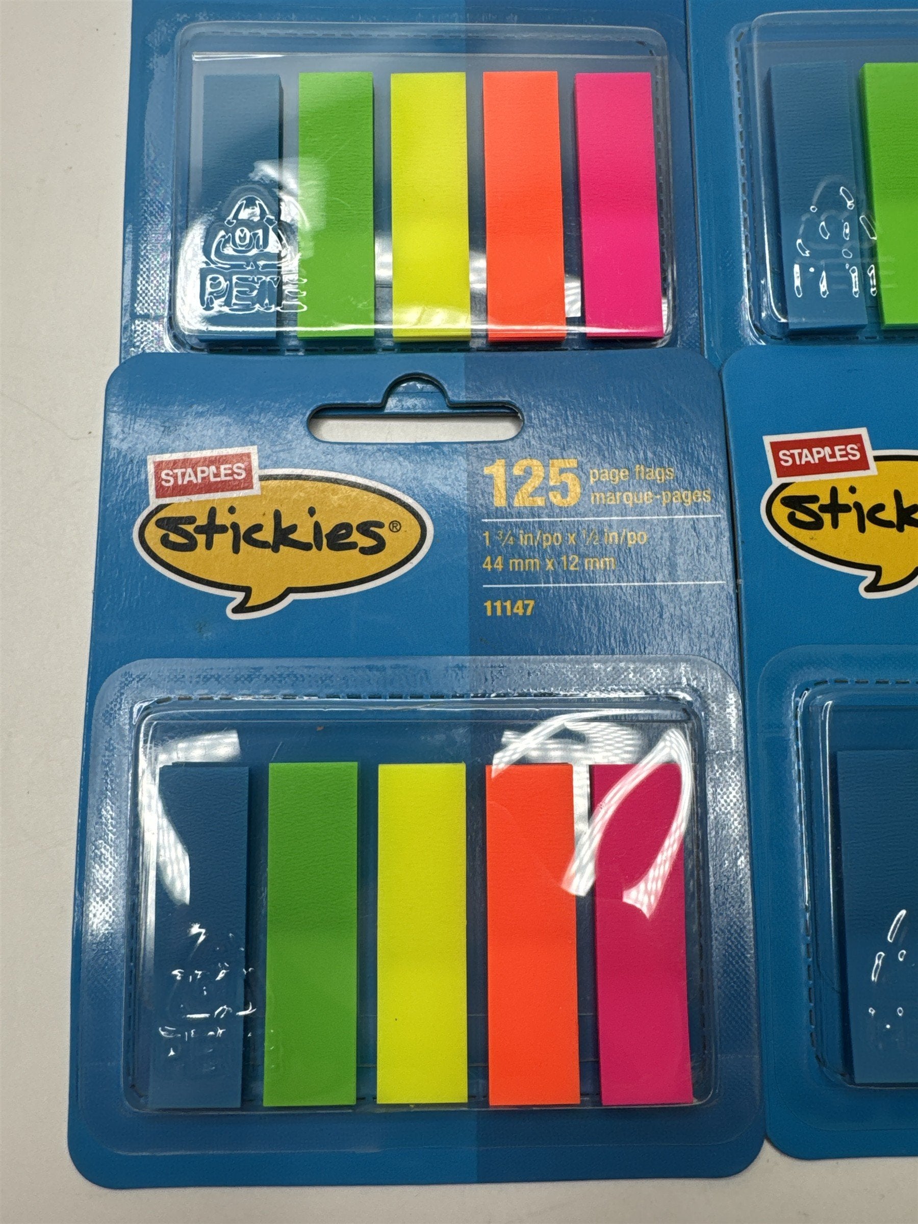 Lot of 4 Packs of Staples Stickies Page Flags Multi-Color 1/2" Wide 125/Pack