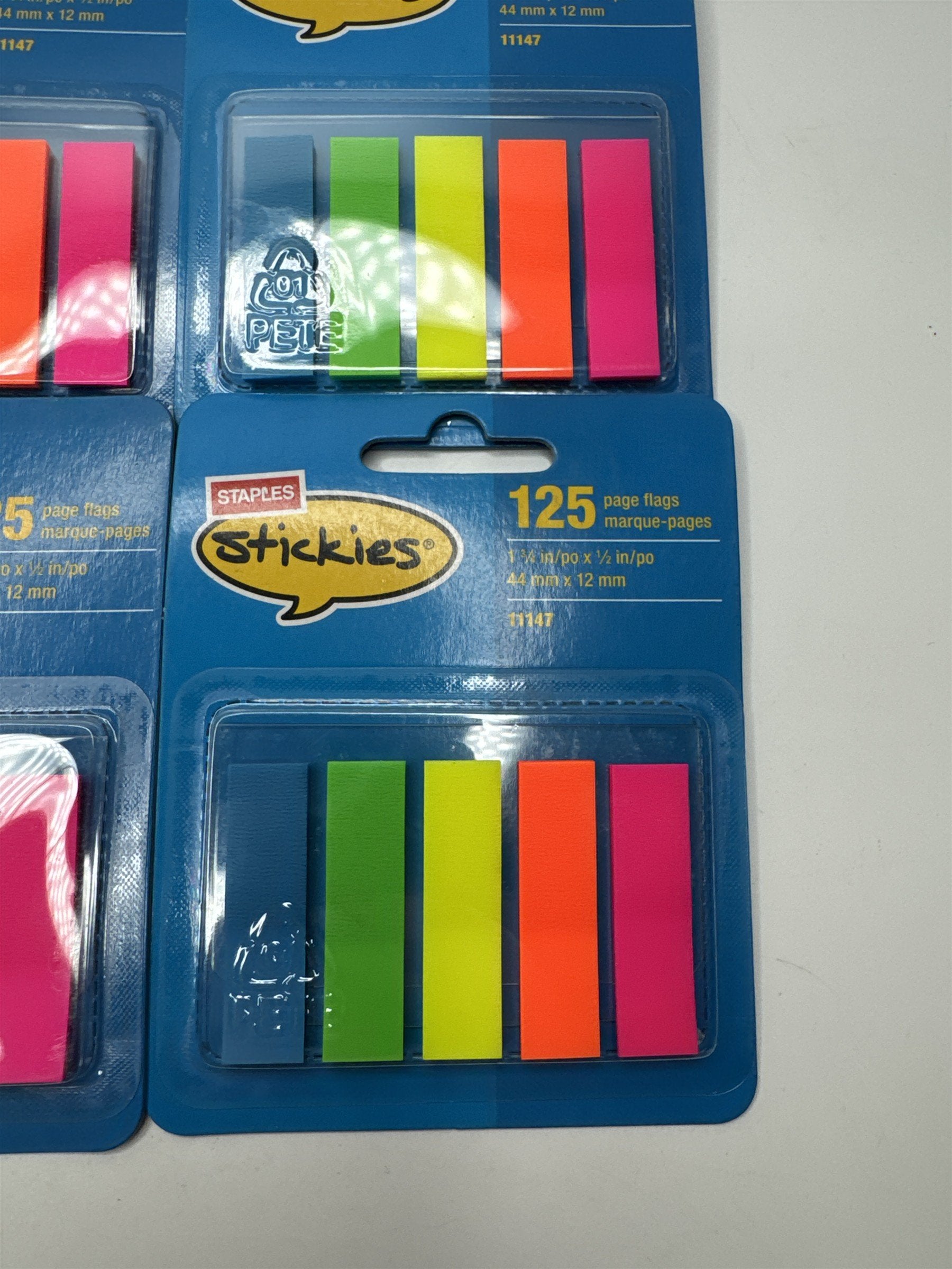 Lot of 4 Packs of Staples Stickies Page Flags Multi-Color 1/2" Wide 125/Pack