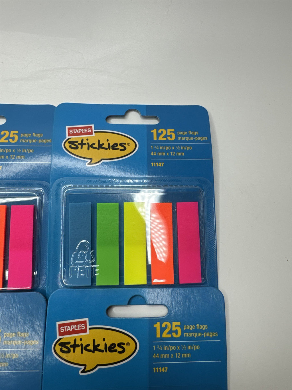 Lot of 4 Packs of Staples Stickies Page Flags Multi-Color 1/2" Wide 125/Pack