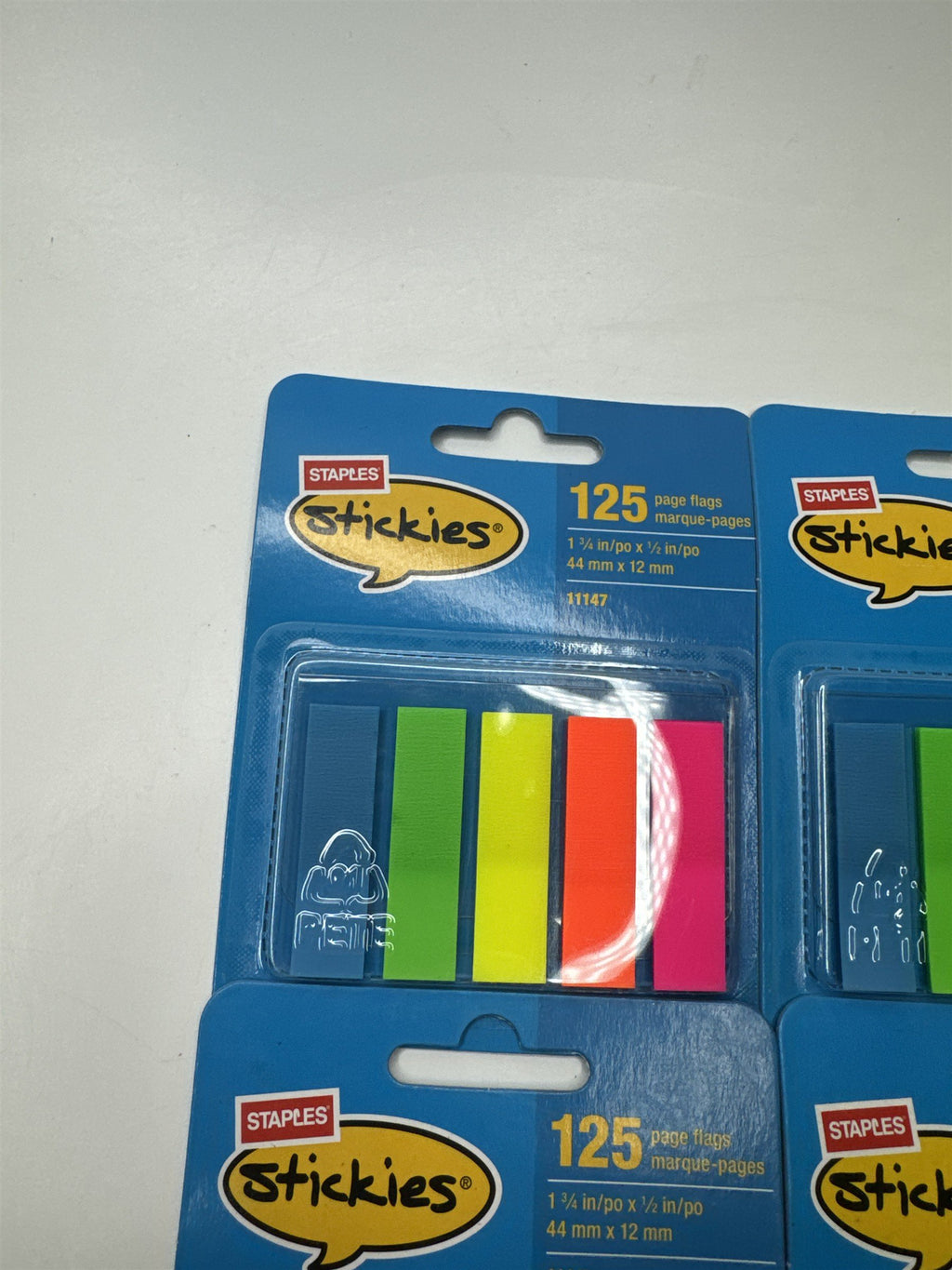 Lot of 4 Packs of Staples Stickies Page Flags Multi-Color 1/2" Wide 125/Pack