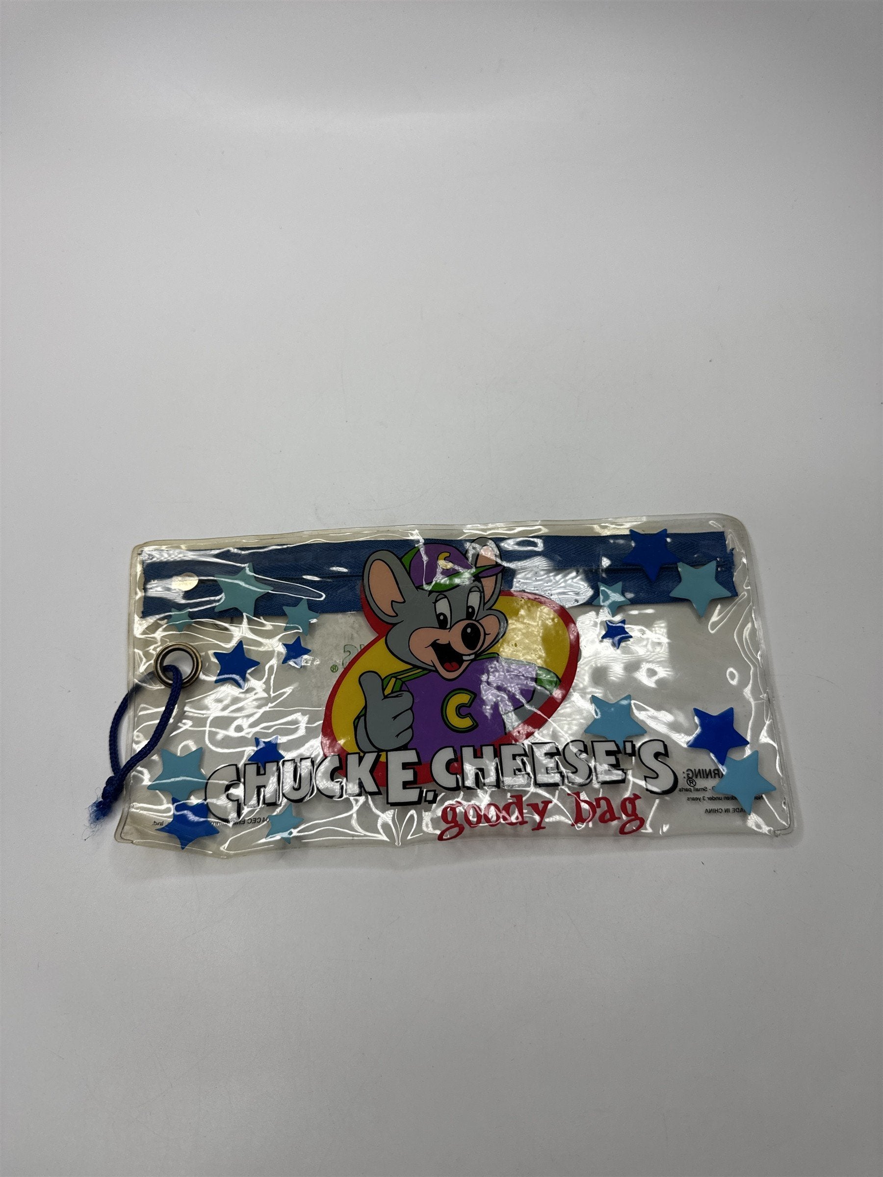 Chuck E Cheese Clear Zippered Pouch Pencil Case Goody Bag 2004 Vintage Nostalgic