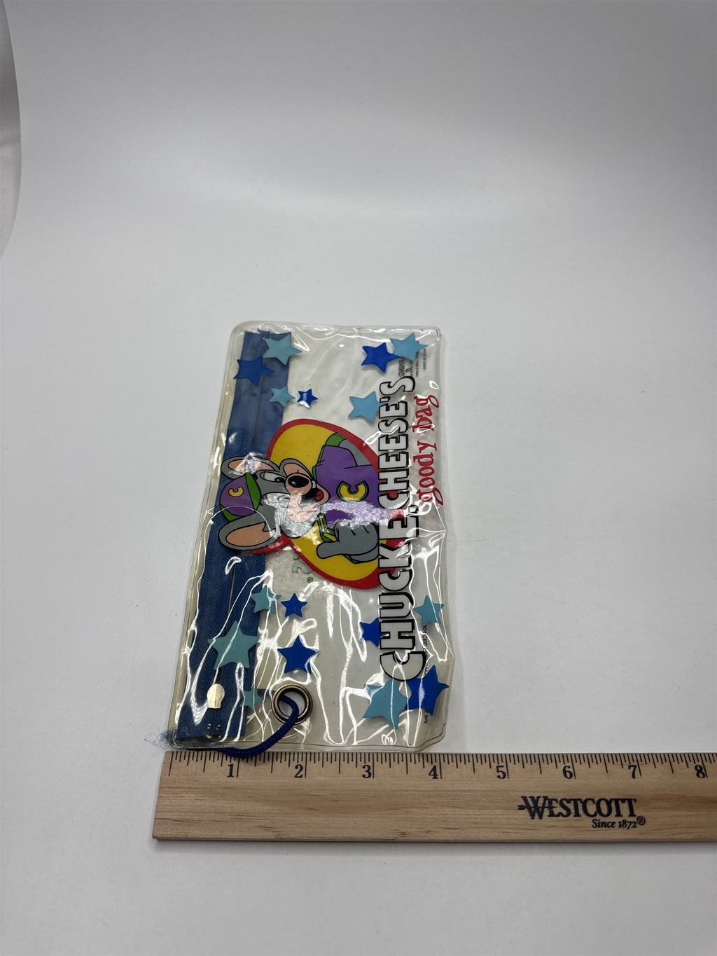 Chuck E Cheese Clear Zippered Pouch Pencil Case Goody Bag 2004 Vintage Nostalgic