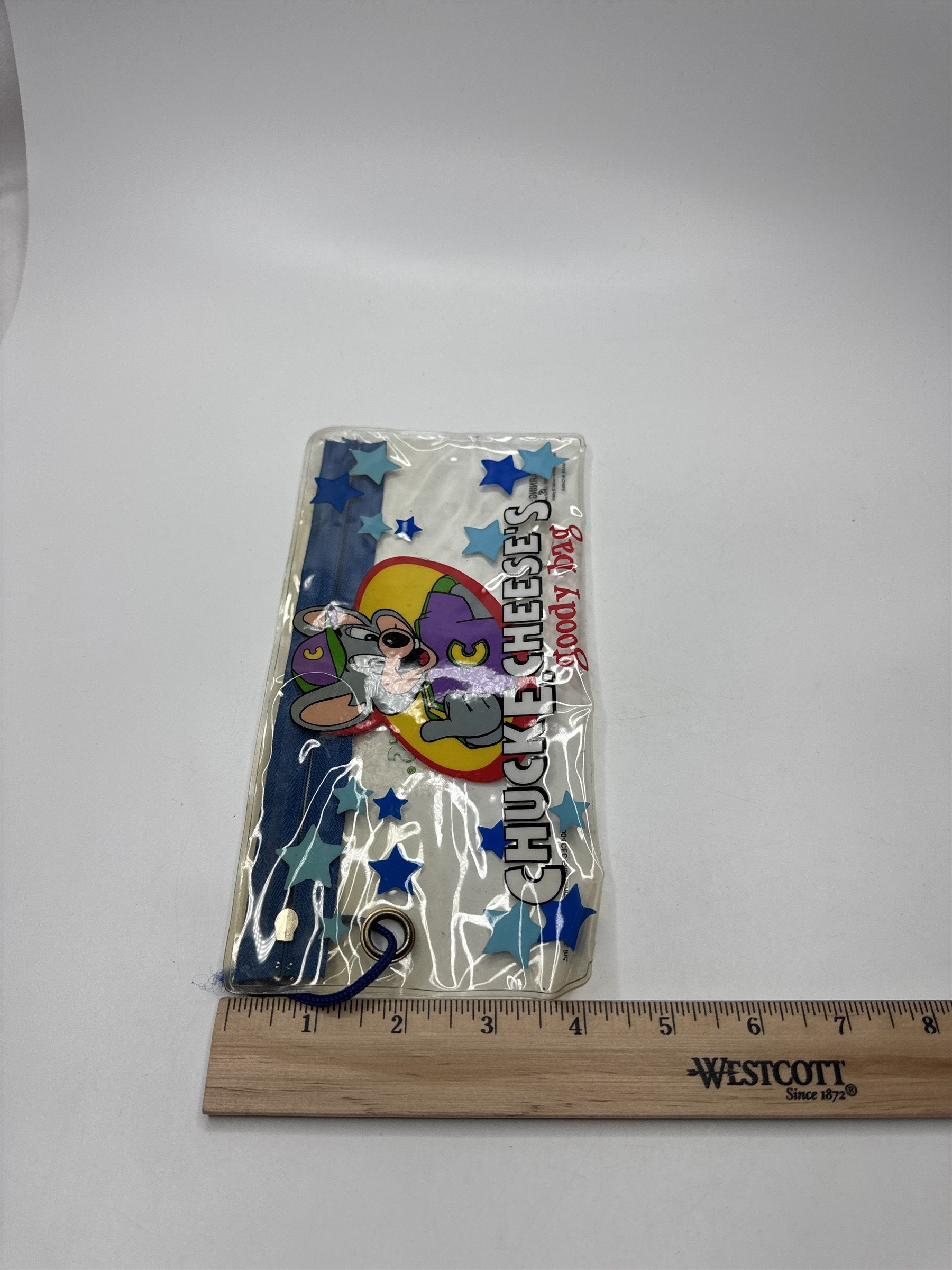 Chuck E Cheese Clear Zippered Pouch Pencil Case Goody Bag 2004 Vintage Nostalgic