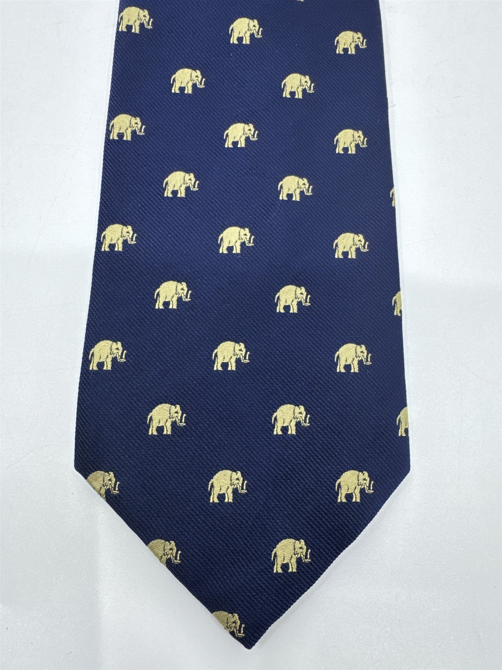 Banana Republic Blue Neck Tie With Gold Elephants
