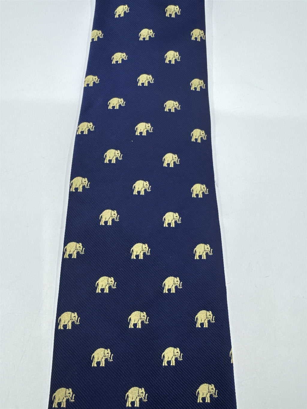 Banana Republic Blue Neck Tie With Gold Elephants