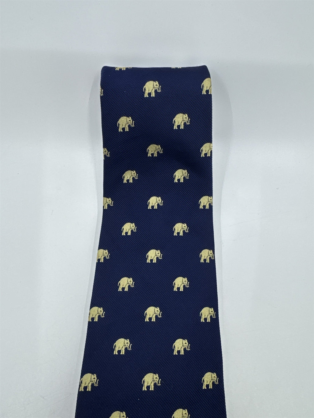Banana Republic Blue Neck Tie With Gold Elephants
