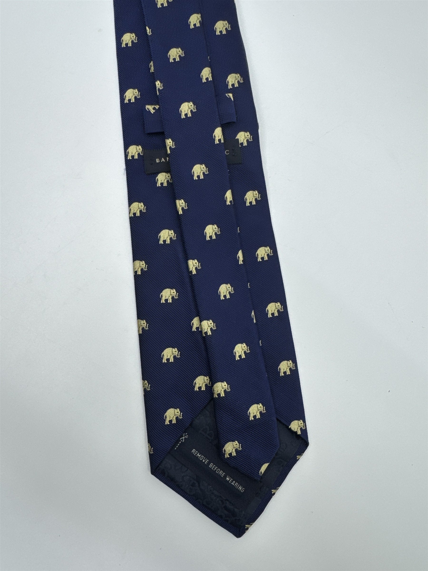 Banana Republic Blue Neck Tie With Gold Elephants