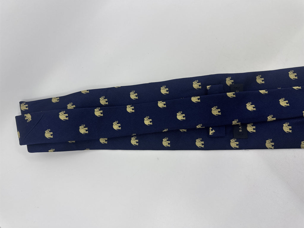 Banana Republic Blue Neck Tie With Gold Elephants