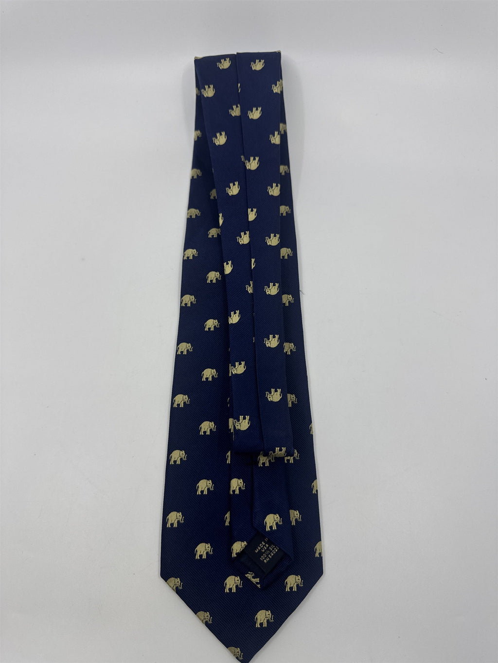Banana Republic Blue Neck Tie With Gold Elephants