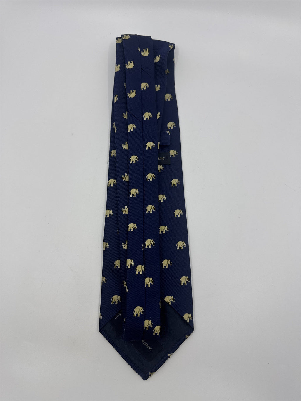 Banana Republic Blue Neck Tie With Gold Elephants