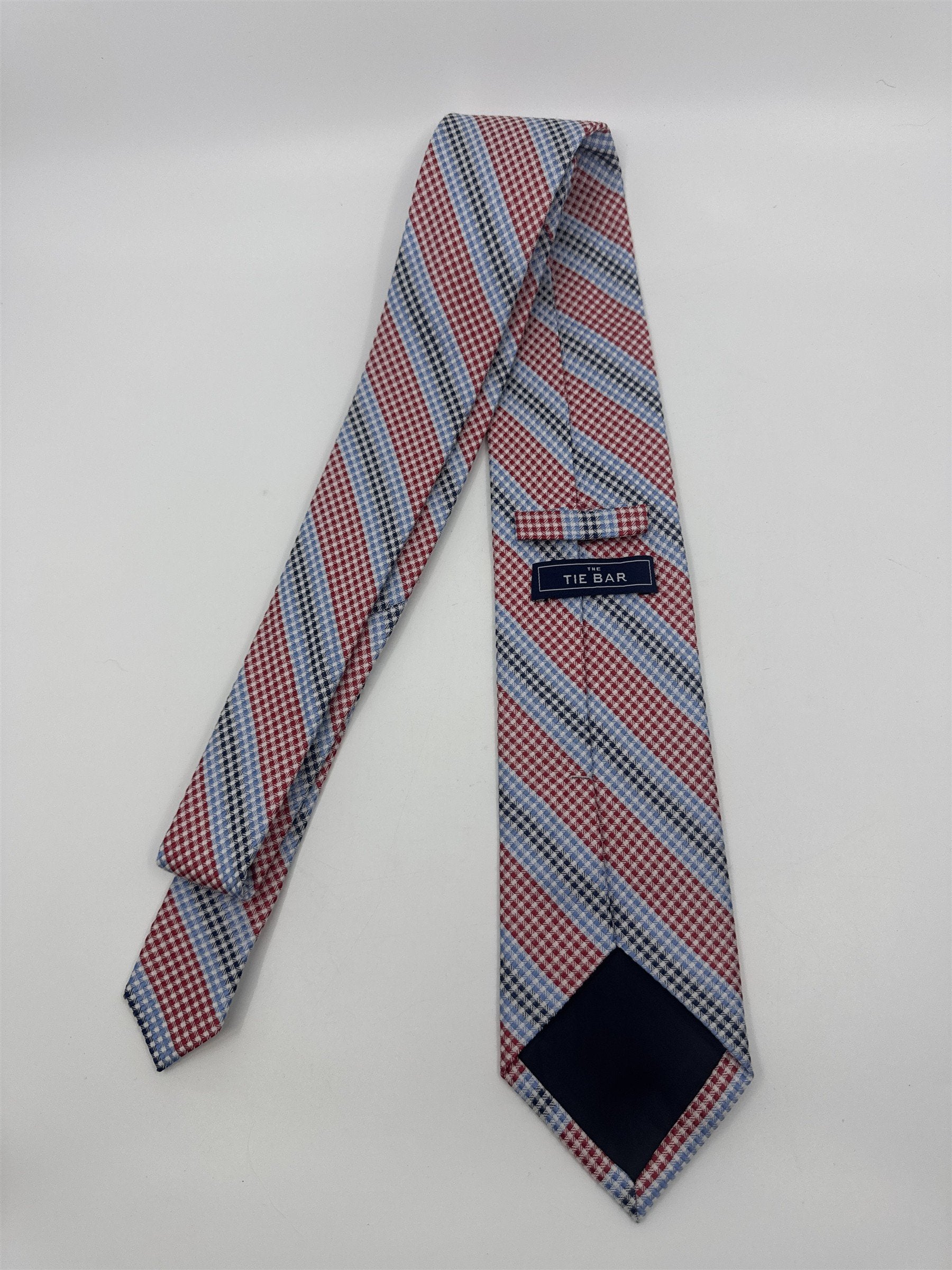 The Tie Bar Red, White, Blue and Black Striped/Pattern Men's Neck Tie