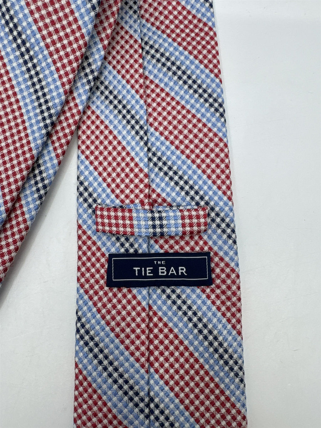 The Tie Bar Red, White, Blue and Black Striped/Pattern Men's Neck Tie