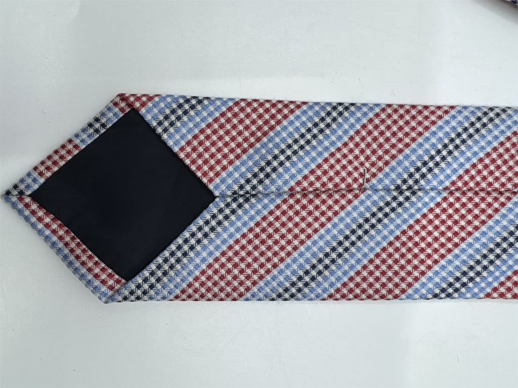 The Tie Bar Red, White, Blue and Black Striped/Pattern Men's Neck Tie