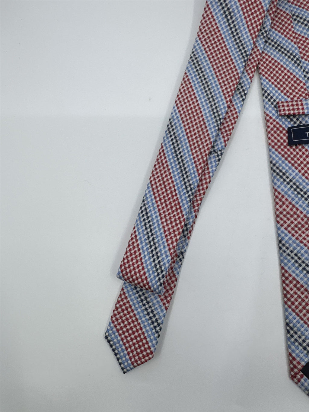 The Tie Bar Red, White, Blue and Black Striped/Pattern Men's Neck Tie
