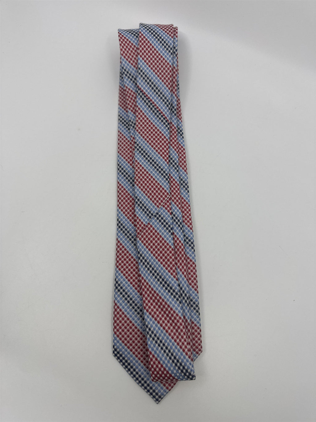 The Tie Bar Red, White, Blue and Black Striped/Pattern Men's Neck Tie