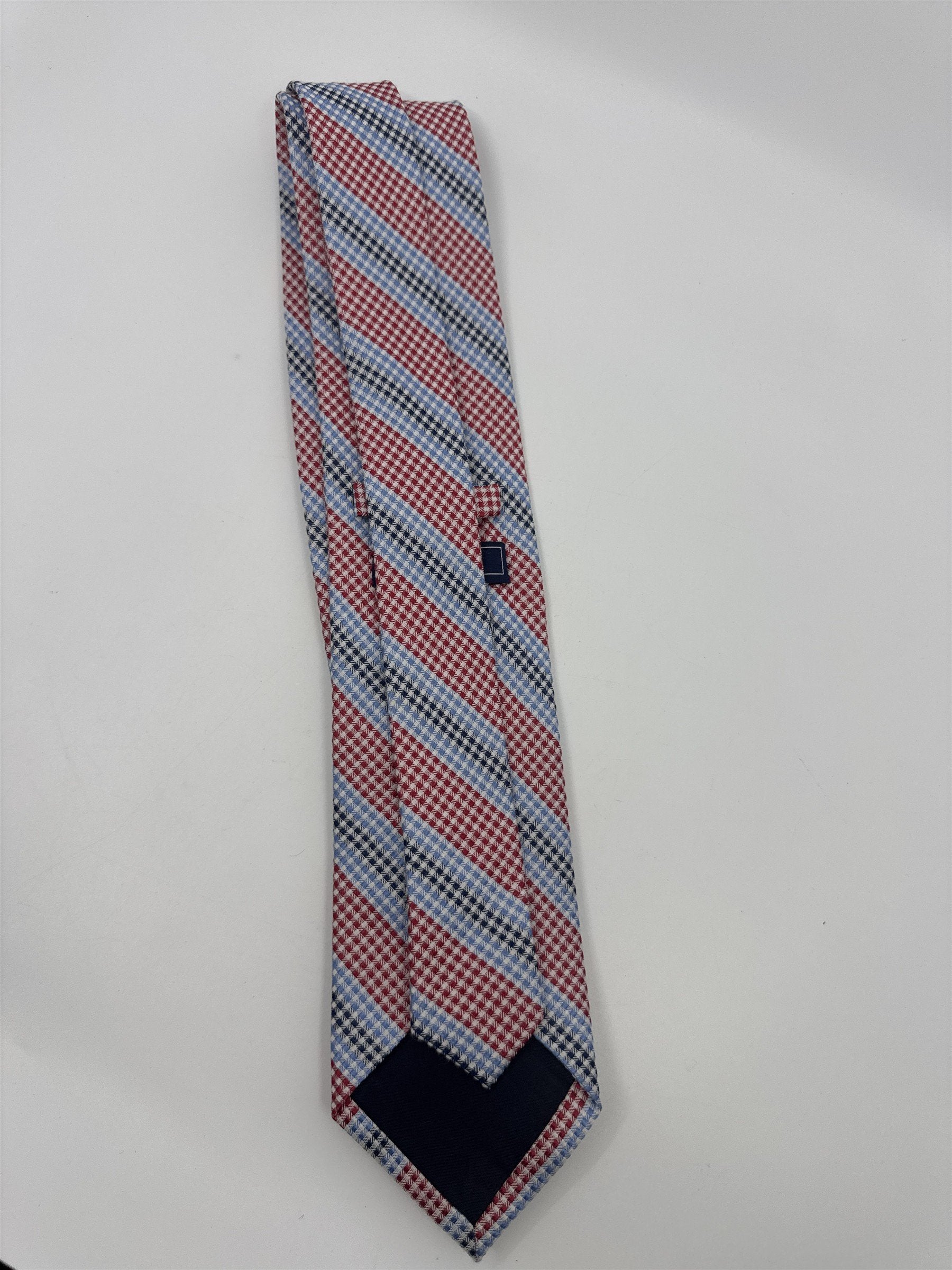 The Tie Bar Red, White, Blue and Black Striped/Pattern Men's Neck Tie
