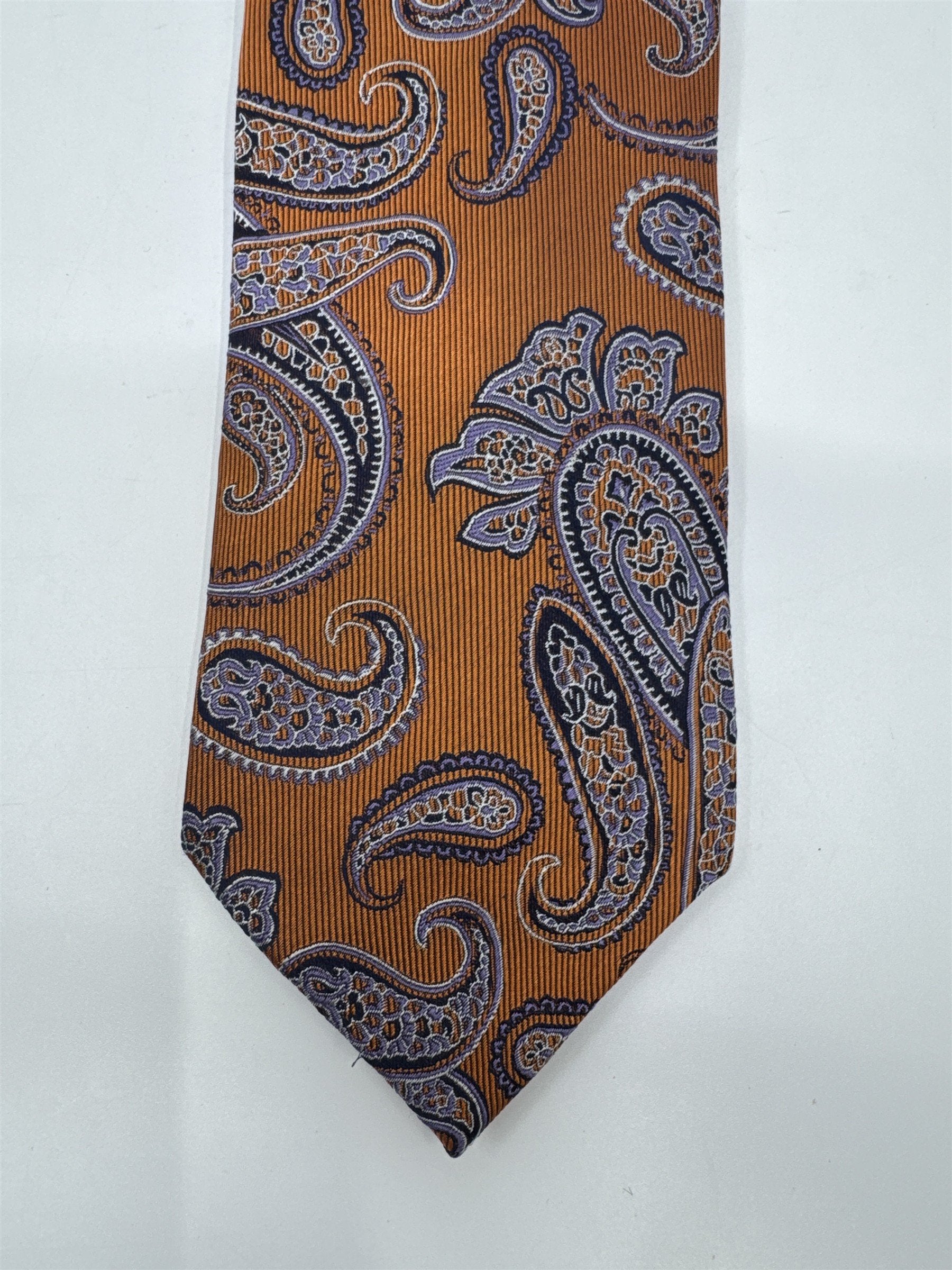 Jake Ross Orange and Blue Paisley Pattern Men's Neck Tie