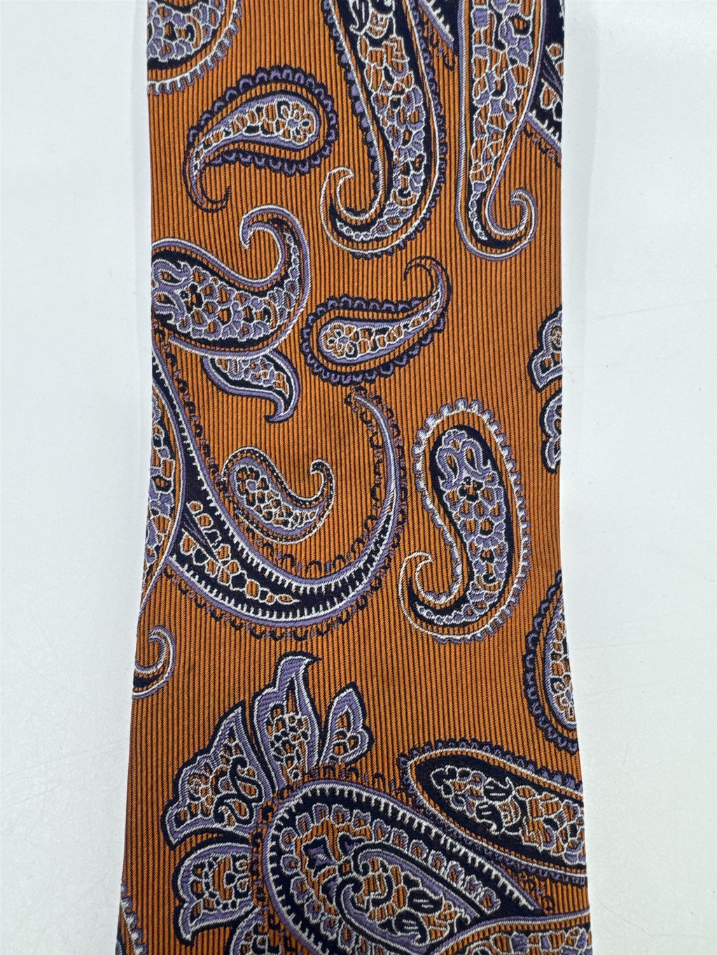 Jake Ross Orange and Blue Paisley Pattern Men's Neck Tie