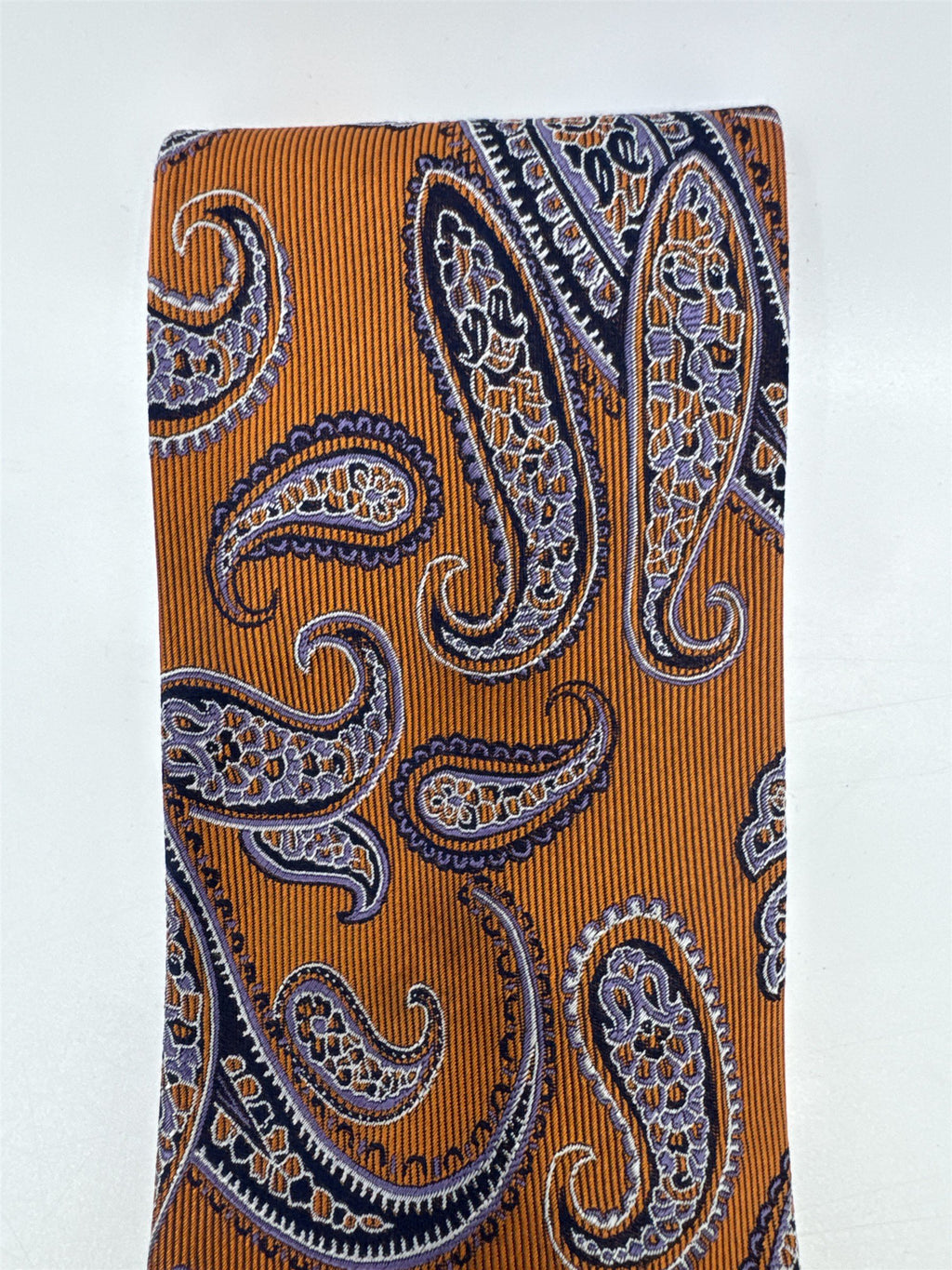 Jake Ross Orange and Blue Paisley Pattern Men's Neck Tie