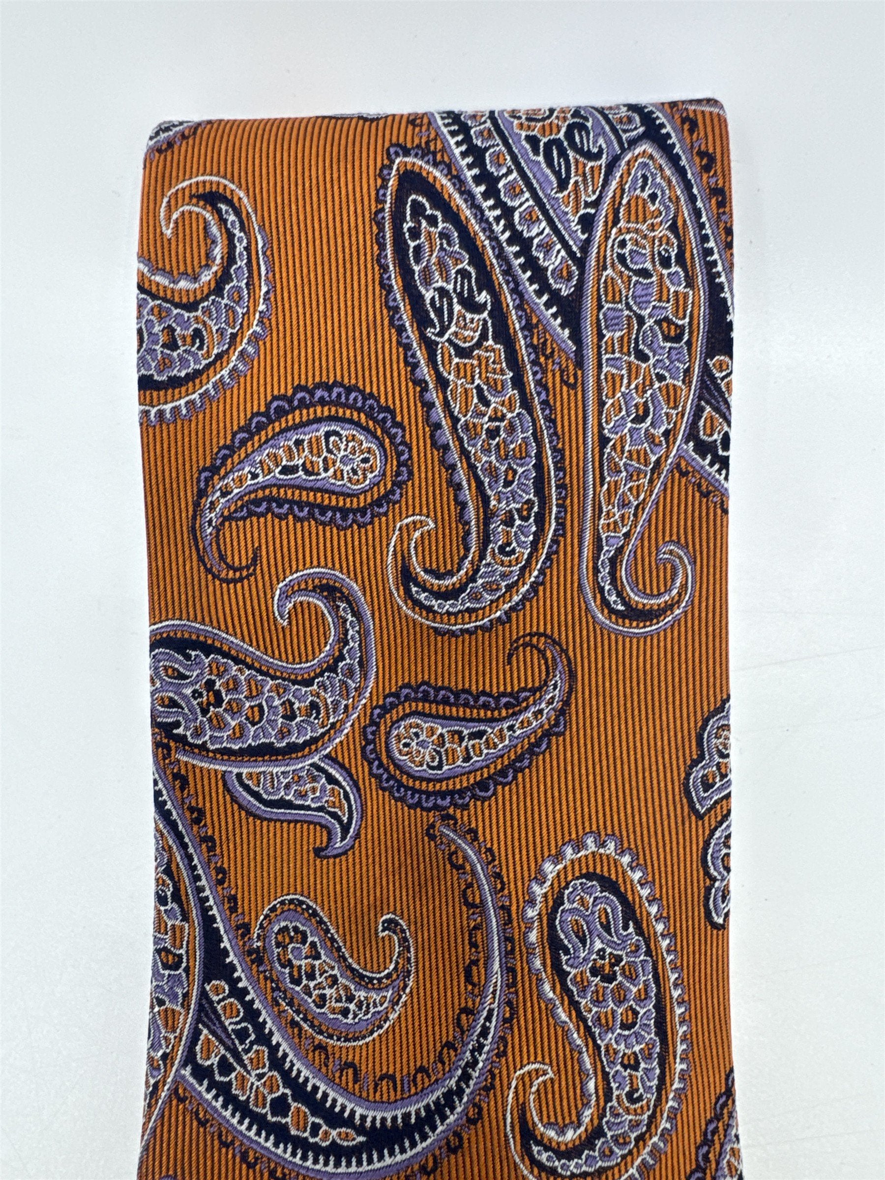 Jake Ross Orange and Blue Paisley Pattern Men's Neck Tie