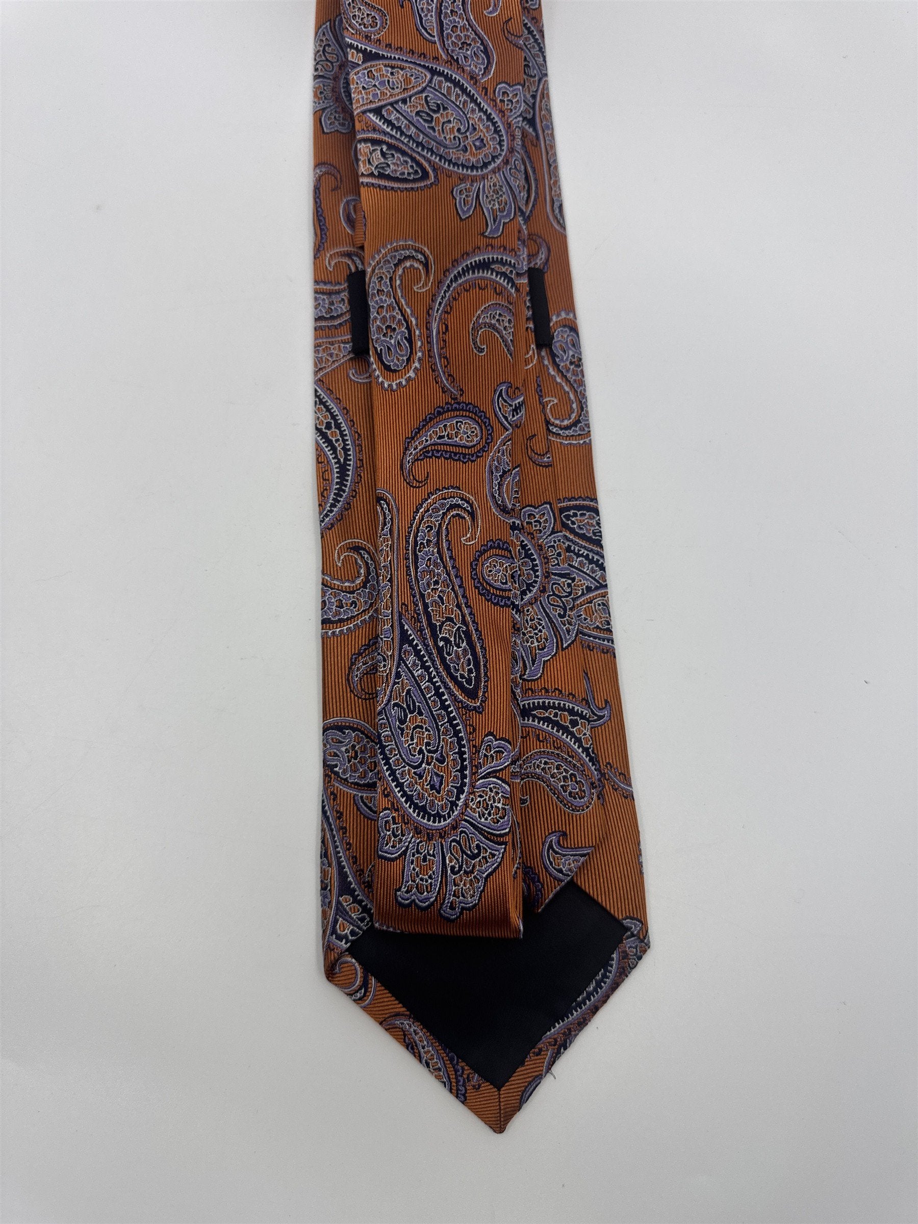 Jake Ross Orange and Blue Paisley Pattern Men's Neck Tie