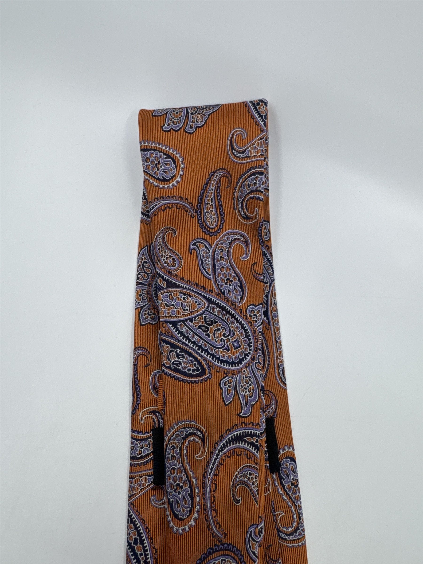 Jake Ross Orange and Blue Paisley Pattern Men's Neck Tie