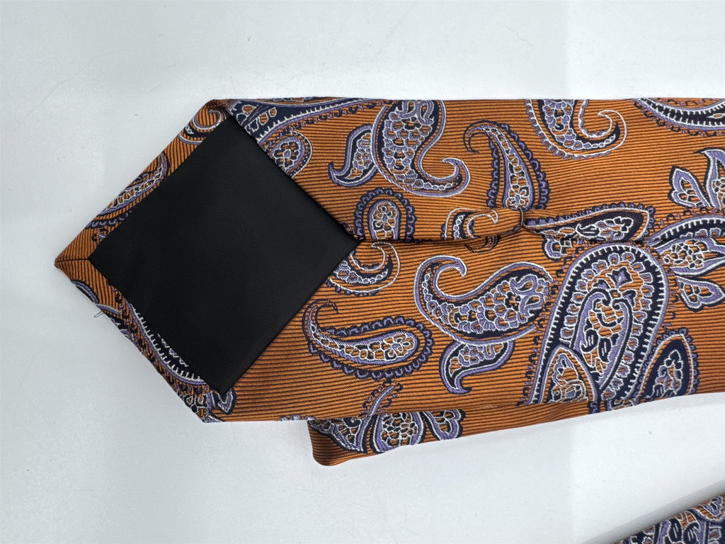 Jake Ross Orange and Blue Paisley Pattern Men's Neck Tie