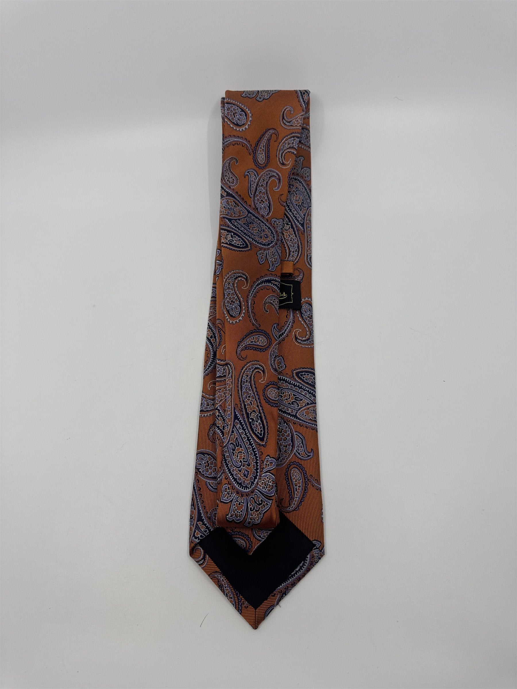 Jake Ross Orange and Blue Paisley Pattern Men's Neck Tie