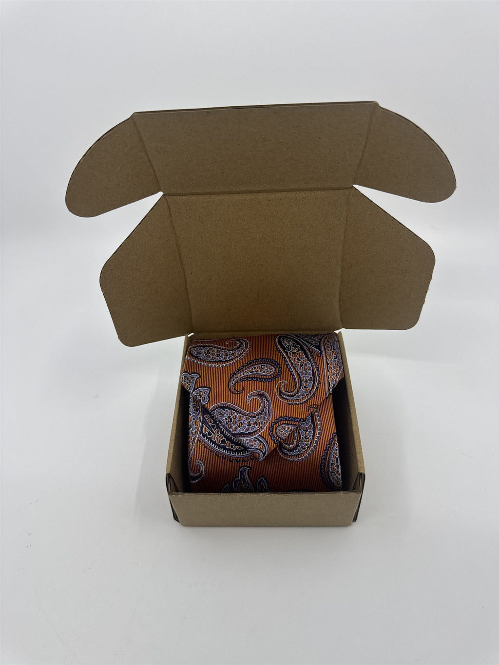 Jake Ross Orange and Blue Paisley Pattern Men's Neck Tie