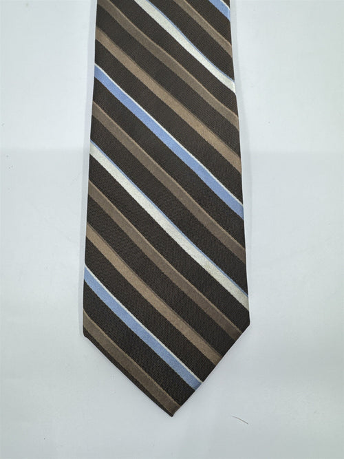 Enro Since 1919 Brown, White and Light Blue Striped Men's Neck Tie