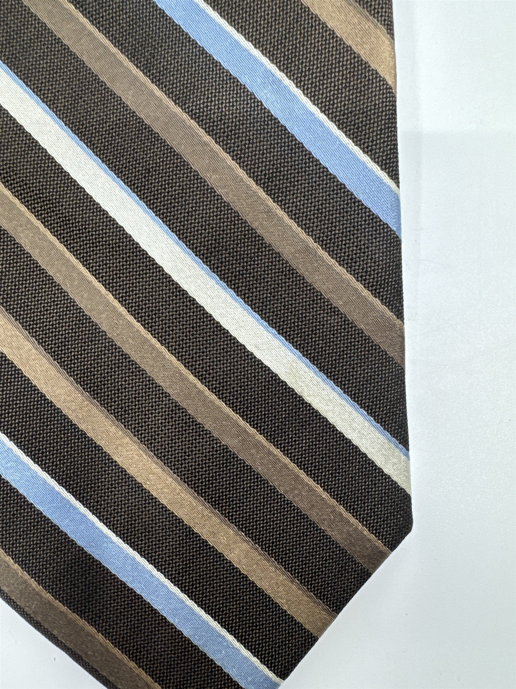 Enro Since 1919 Brown, White and Light Blue Striped Men's Neck Tie