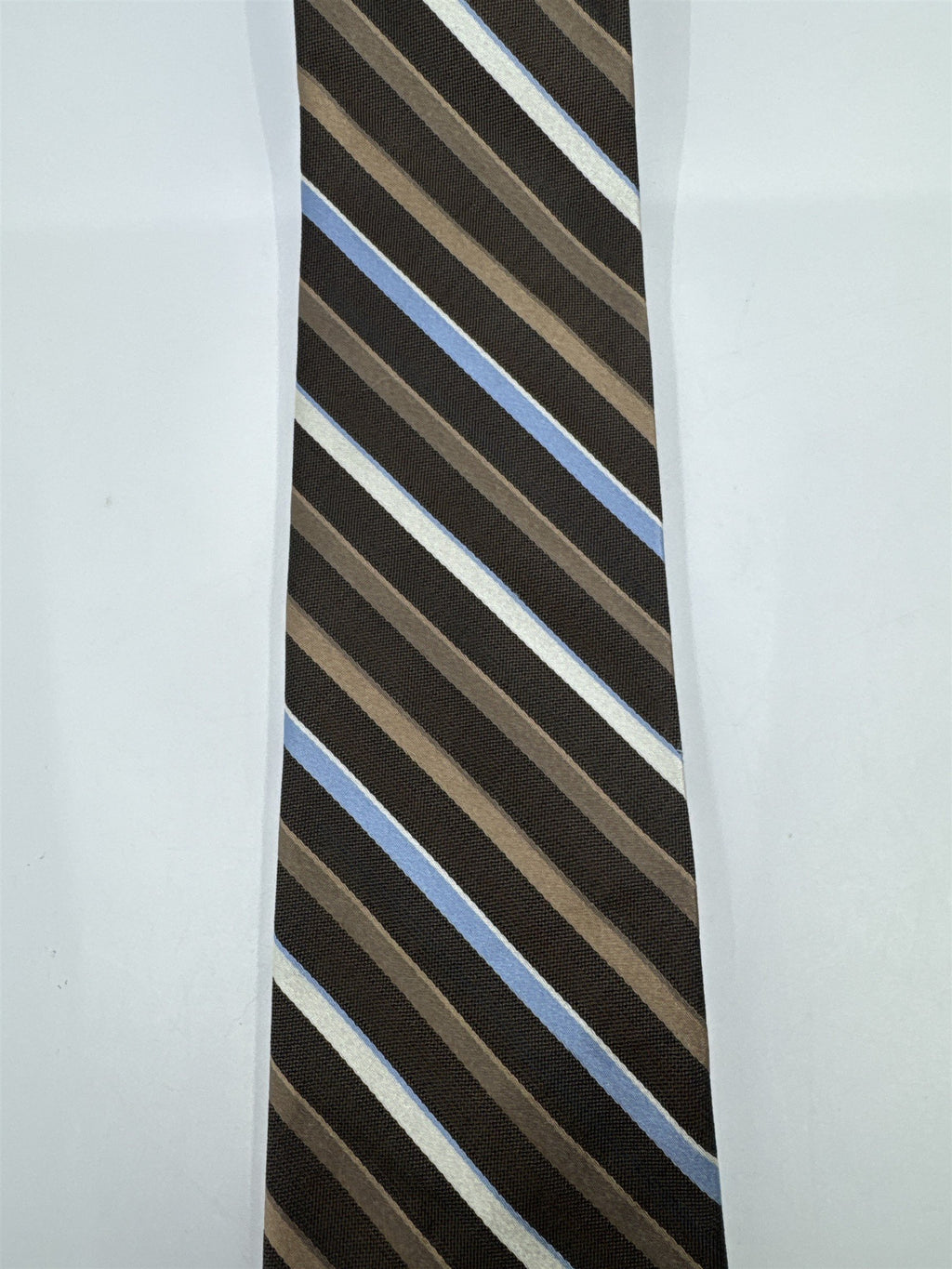 Enro Since 1919 Brown, White and Light Blue Striped Men's Neck Tie