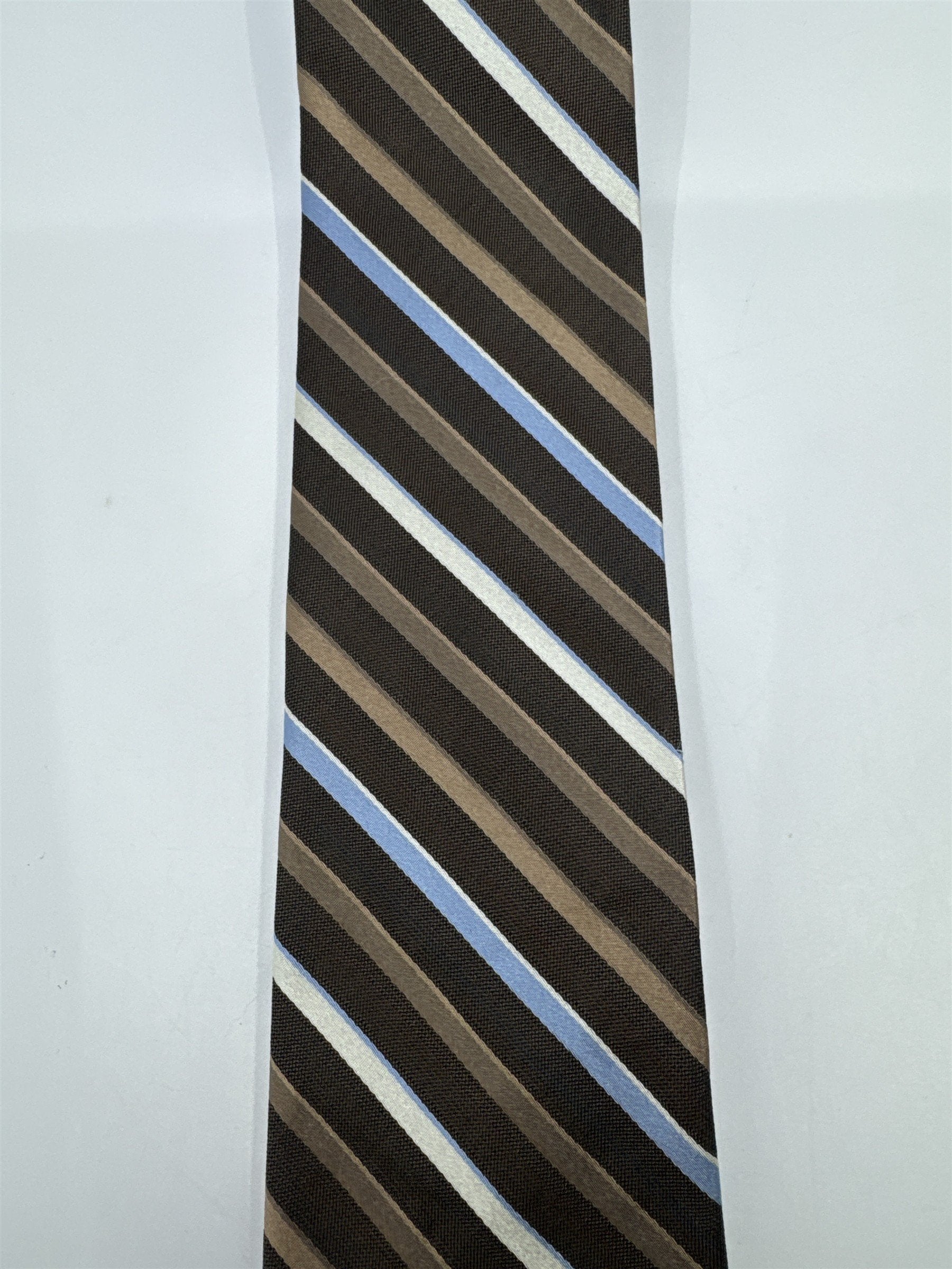 Enro Since 1919 Brown, White and Light Blue Striped Men's Neck Tie
