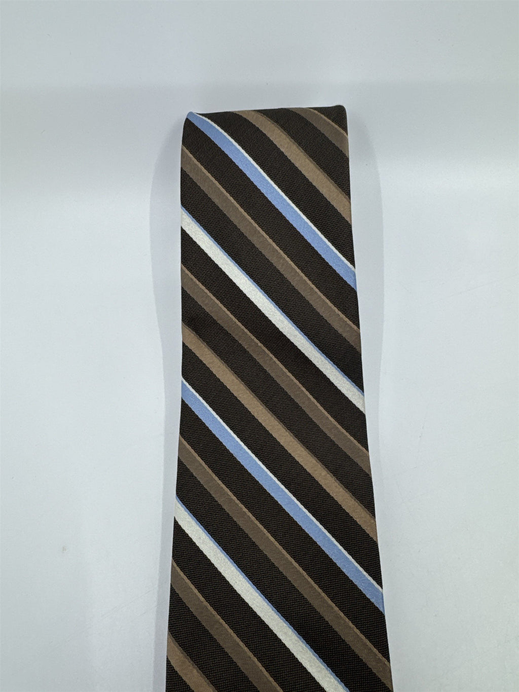 Enro Since 1919 Brown, White and Light Blue Striped Men's Neck Tie