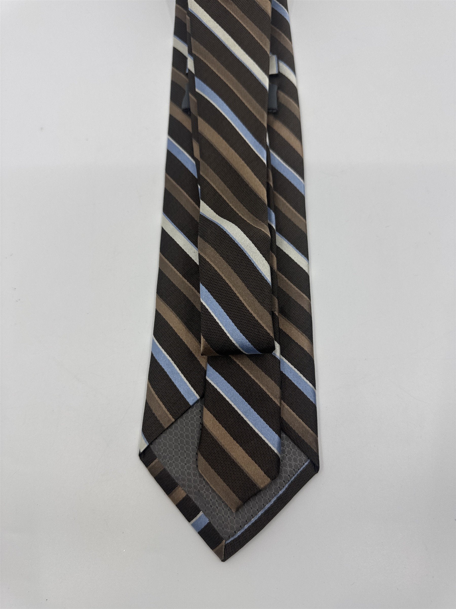 Enro Since 1919 Brown, White and Light Blue Striped Men's Neck Tie