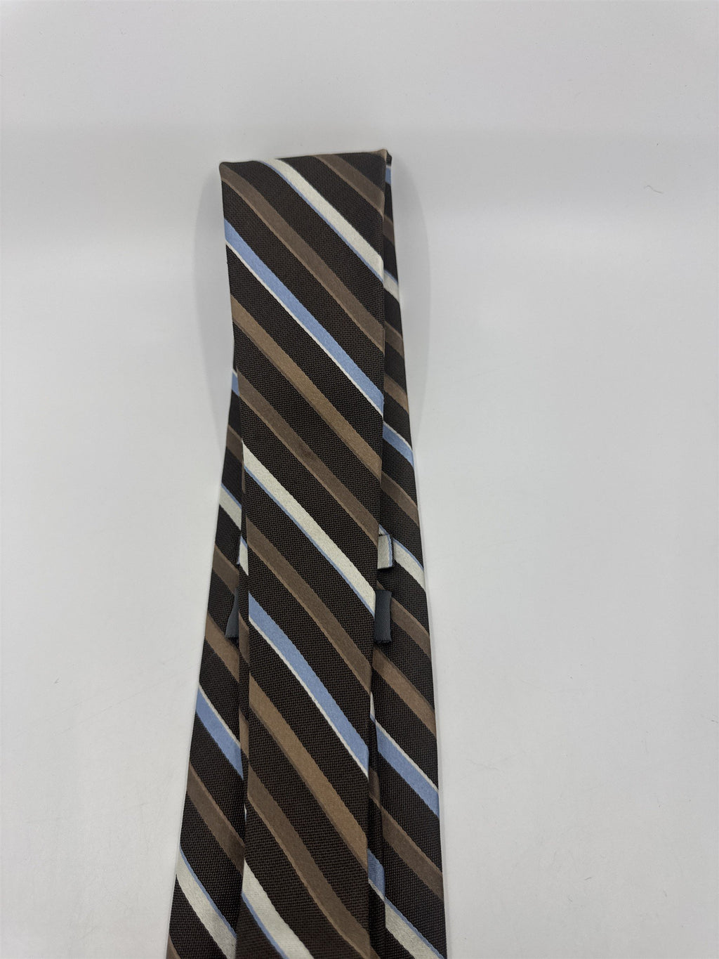 Enro Since 1919 Brown, White and Light Blue Striped Men's Neck Tie