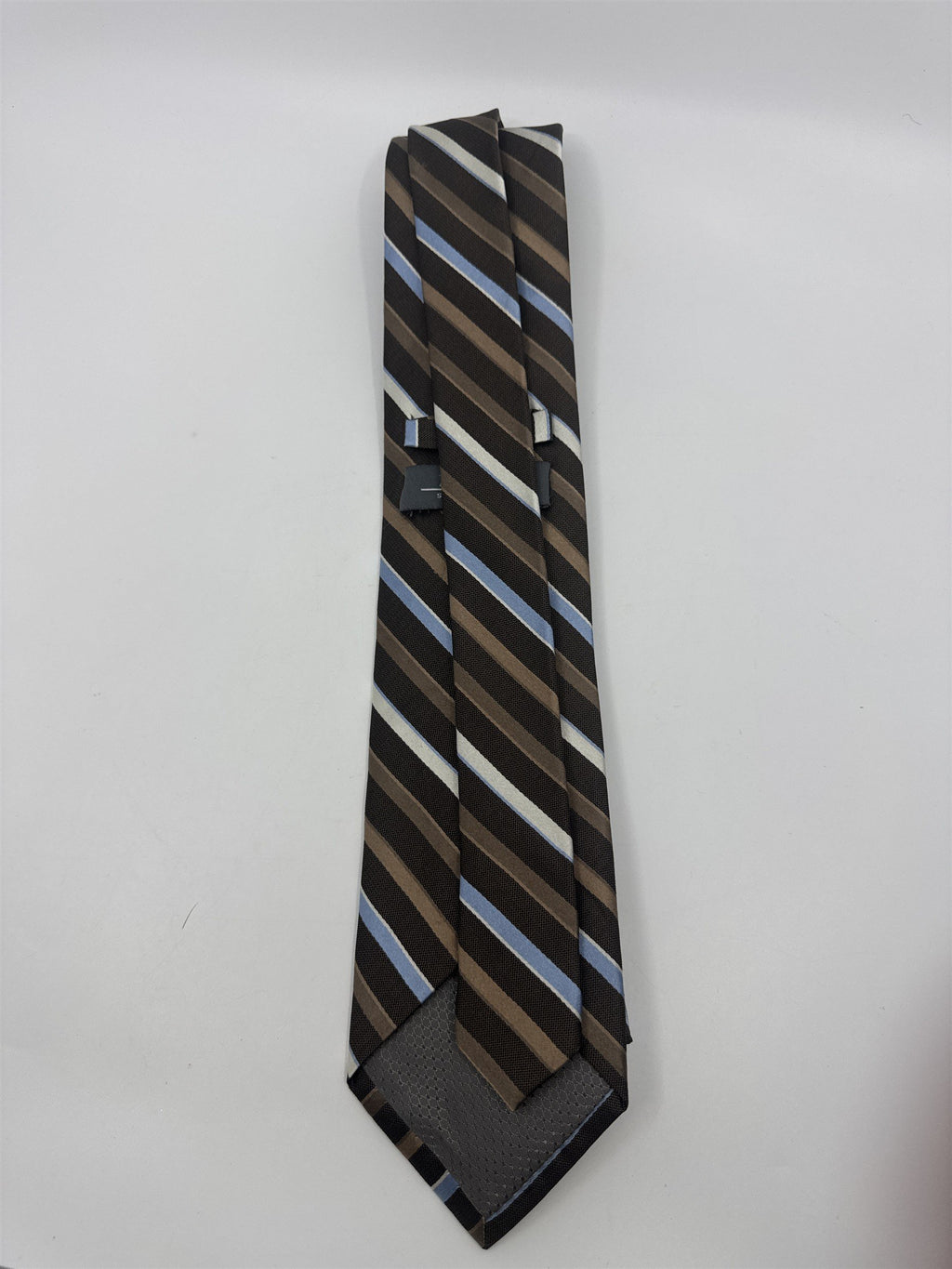 Enro Since 1919 Brown, White and Light Blue Striped Men's Neck Tie