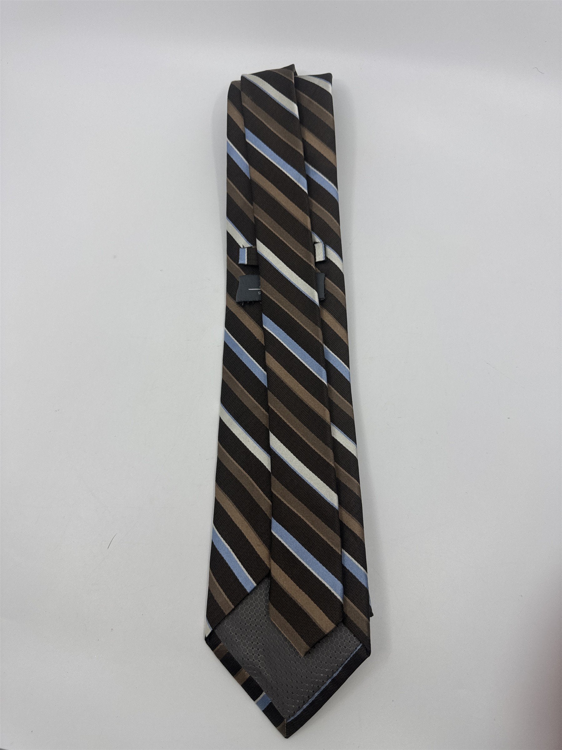 Enro Since 1919 Brown, White and Light Blue Striped Men's Neck Tie