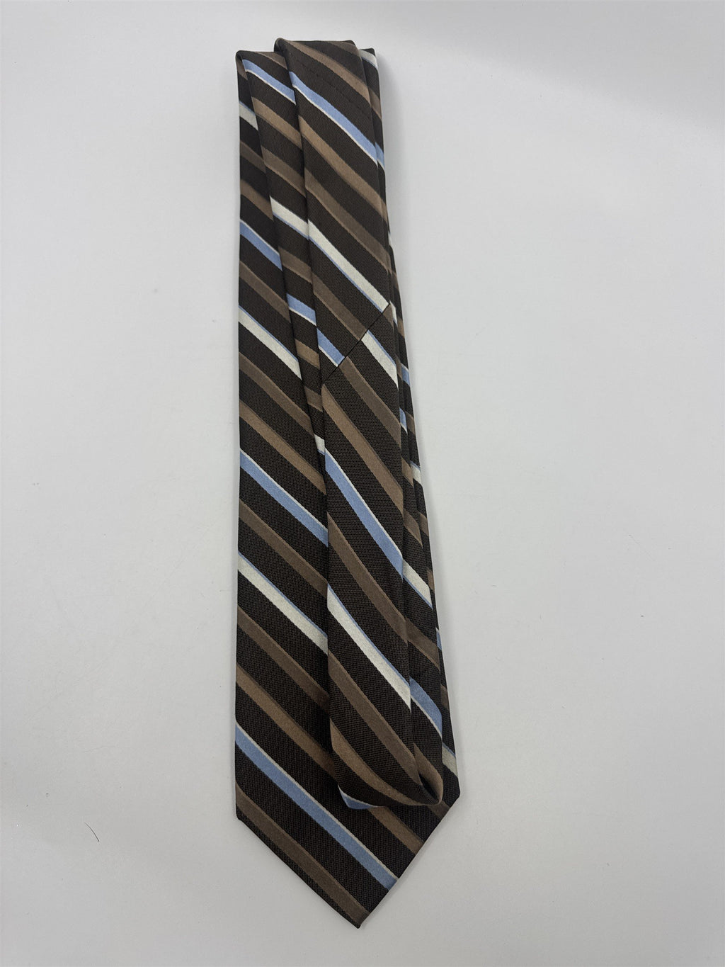Enro Since 1919 Brown, White and Light Blue Striped Men's Neck Tie