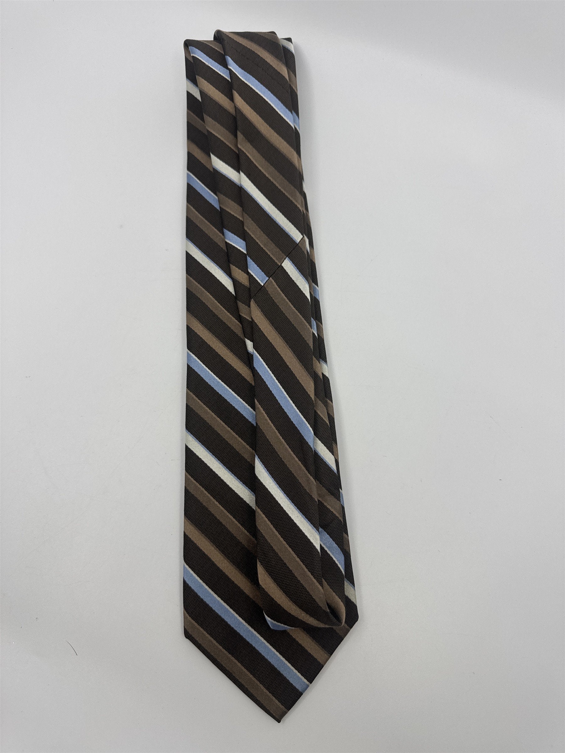 Enro Since 1919 Brown, White and Light Blue Striped Men's Neck Tie