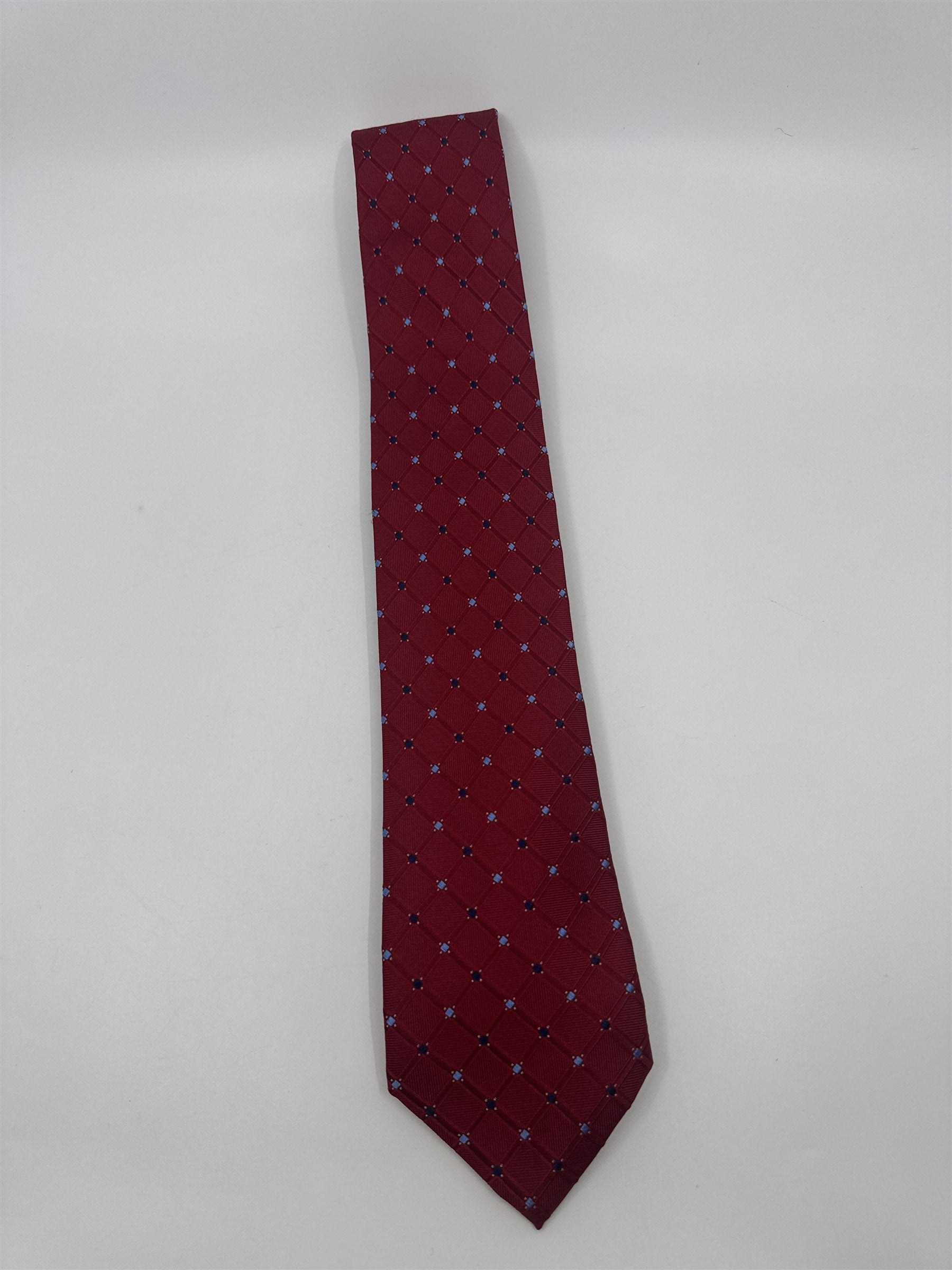 Nautica Since 1983 Red Men's Neck Tie With Small Blue Squares