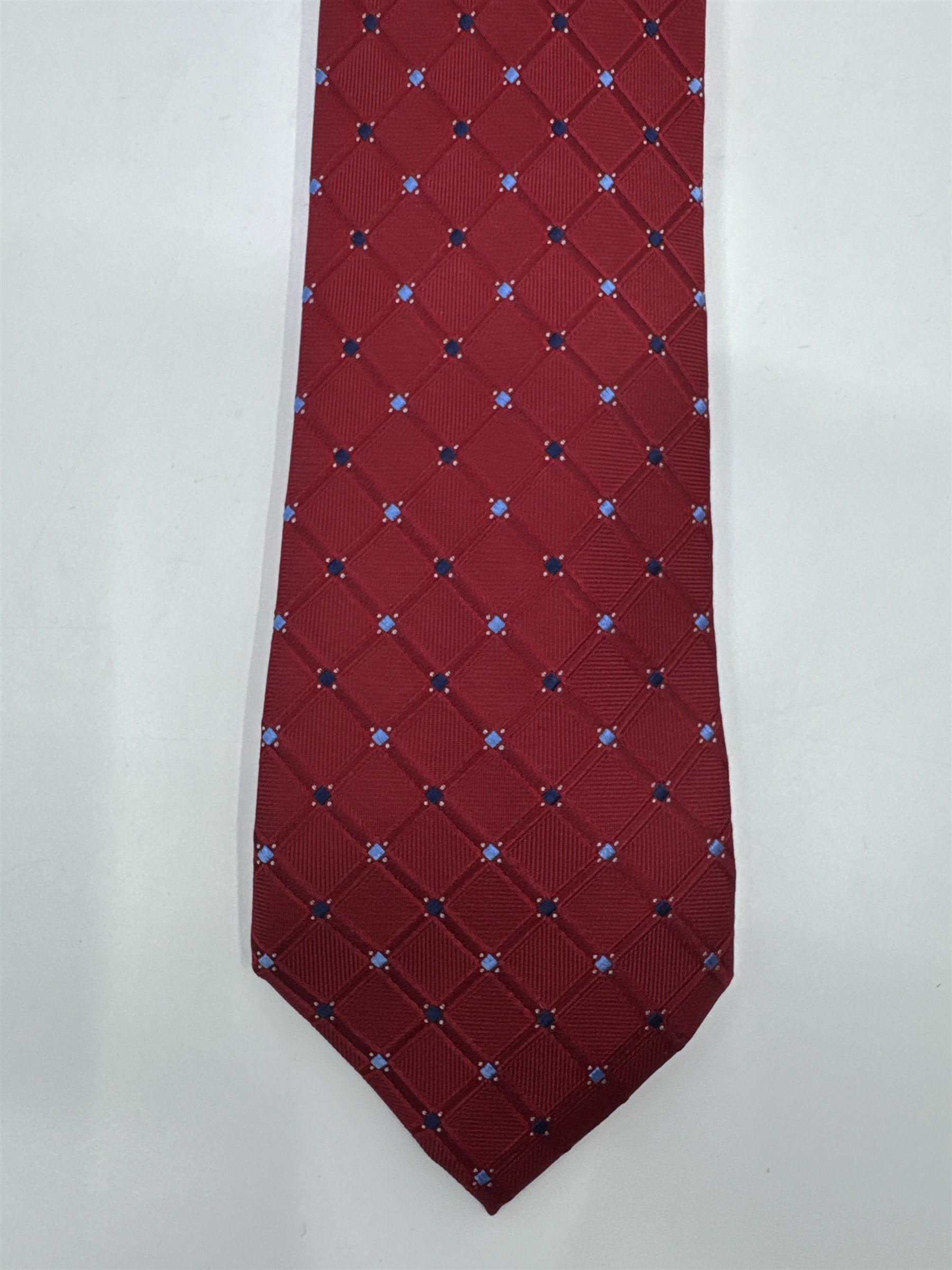 Nautica Since 1983 Red Men's Neck Tie With Small Blue Squares