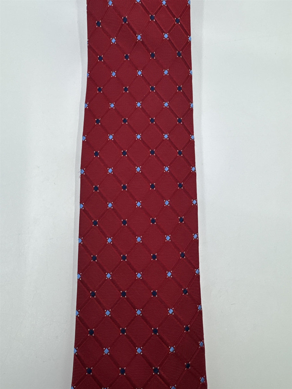 Nautica Since 1983 Red Men's Neck Tie With Small Blue Squares