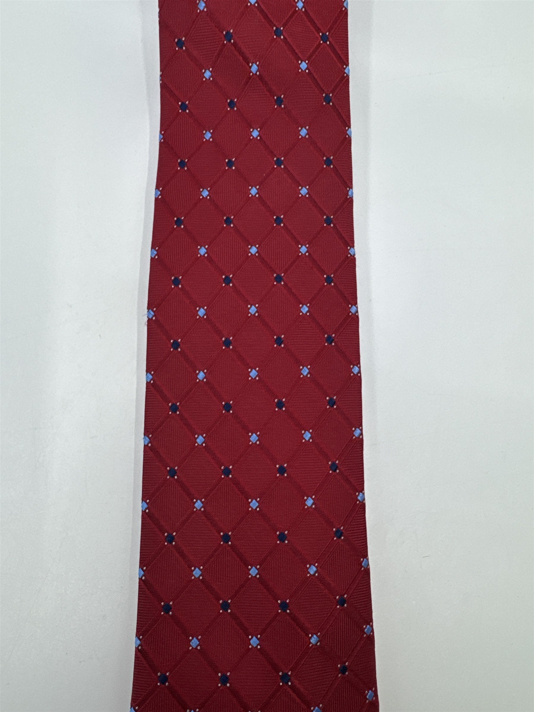 Nautica Since 1983 Red Men's Neck Tie With Small Blue Squares