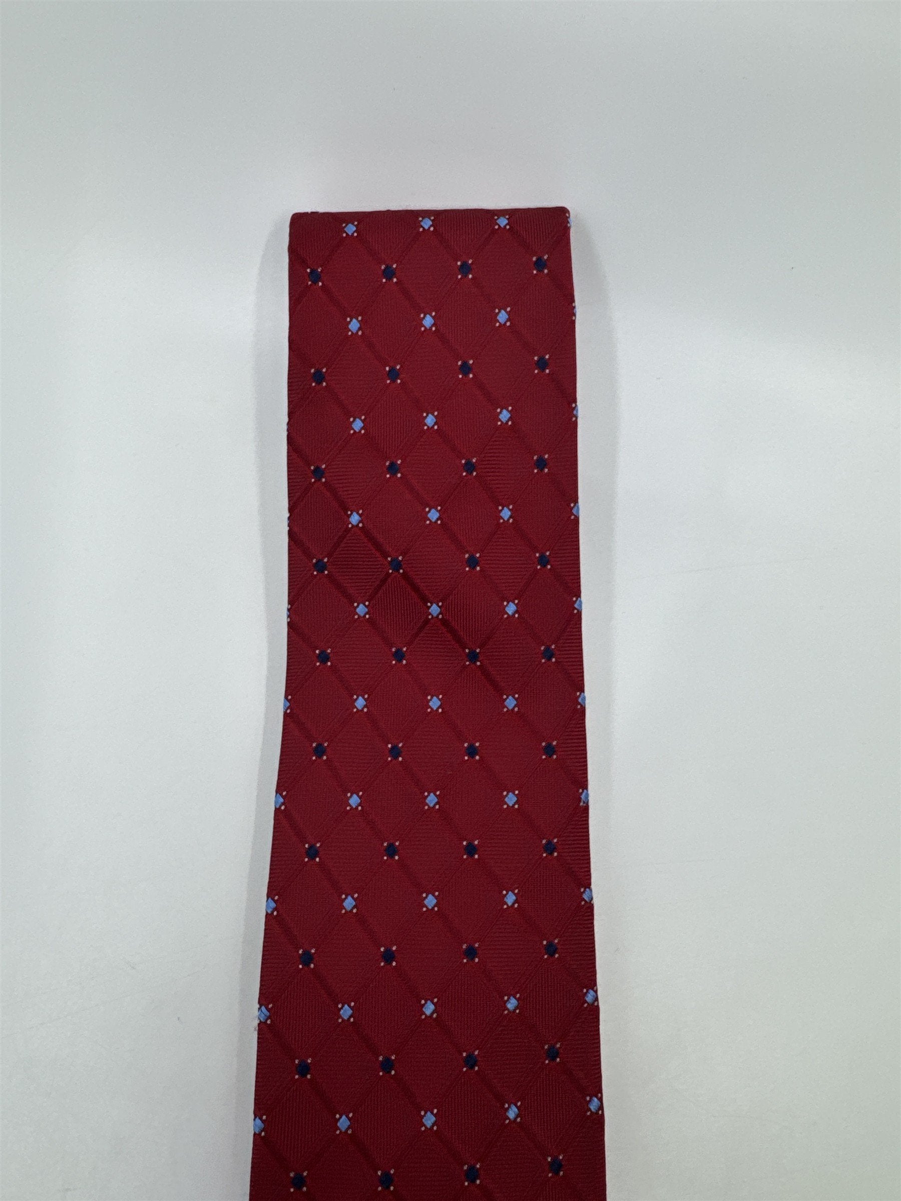 Nautica Since 1983 Red Men's Neck Tie With Small Blue Squares